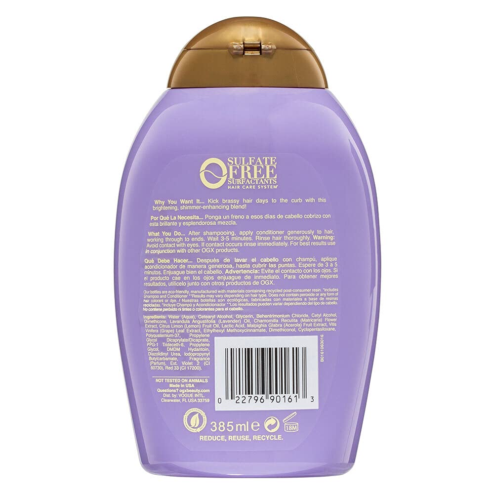 Ogx Hydrate & Tone Reviving + Lavender Luminescent Platinum Conditioner, 385 ml