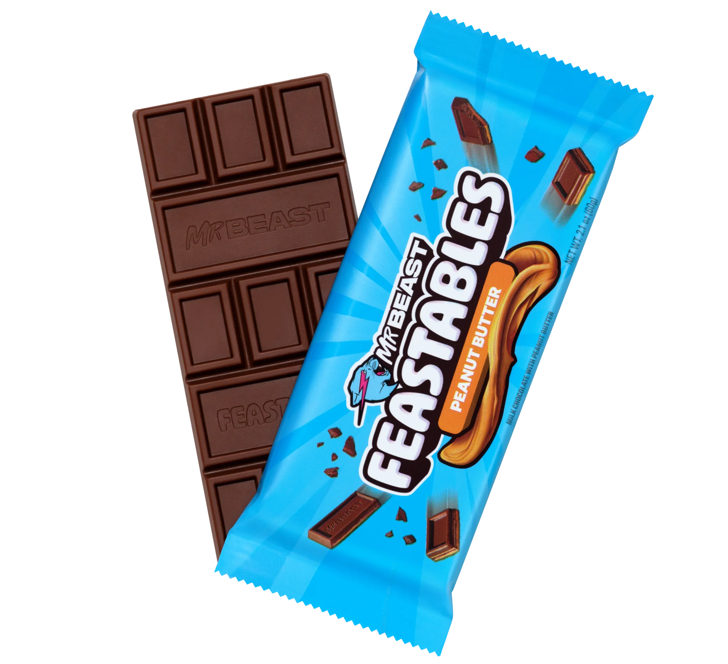 Feastables MrBeast Peanut Butter Crunch Chocolate Bar, 60g