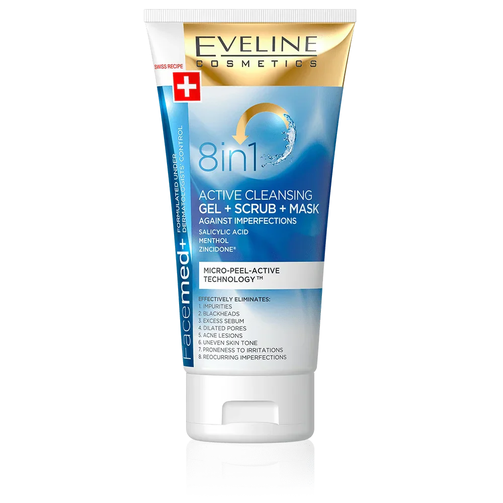 Eveline Facemed+ 8 in 1 Active Cleansing Gel + Scrub + Mask
